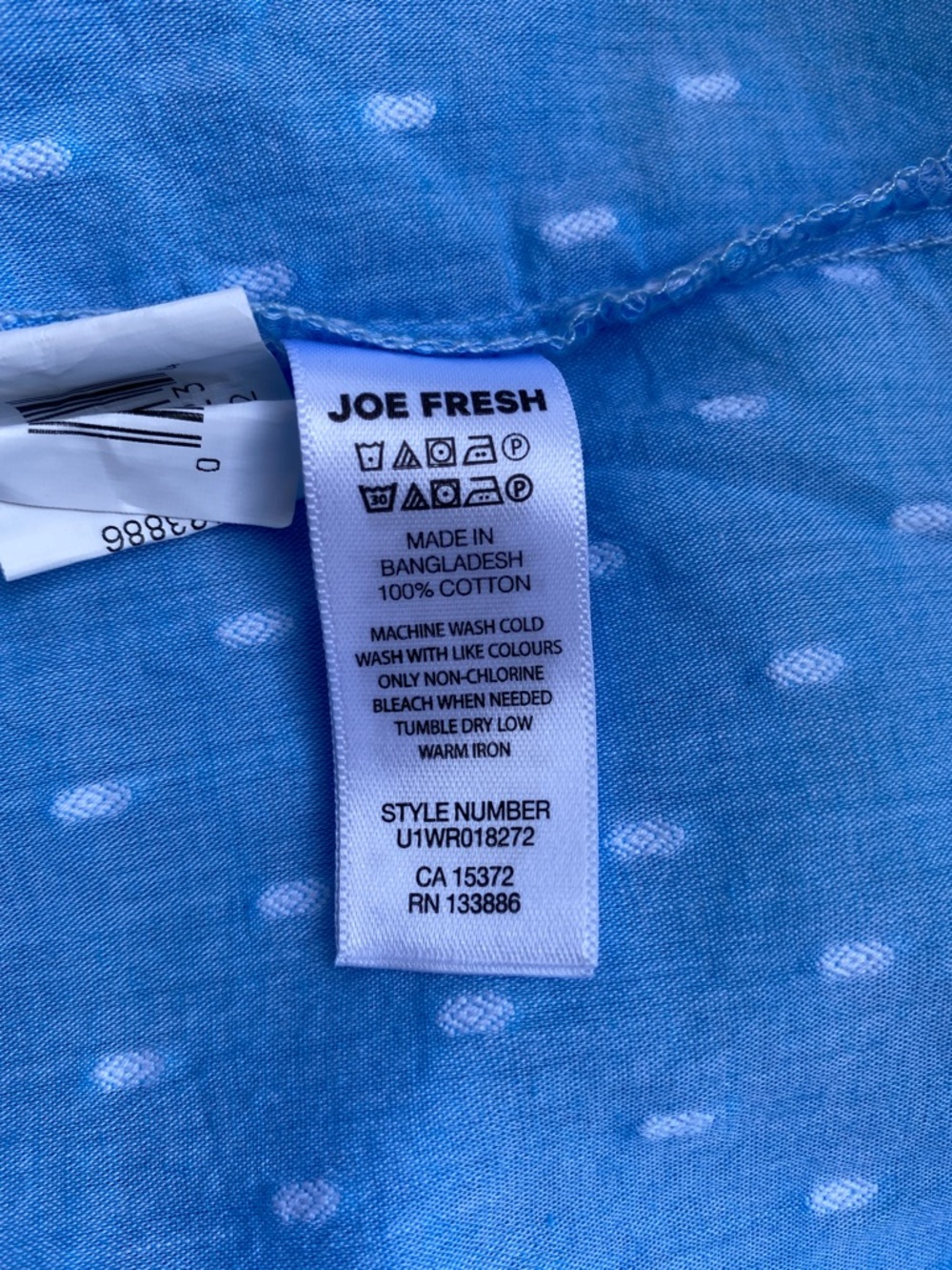 NWT Joe Fresh Light Blue Smocked Tiered Tie-Shoulder Swiss Dot Maxi Dress Size S - Picture 11 of 14